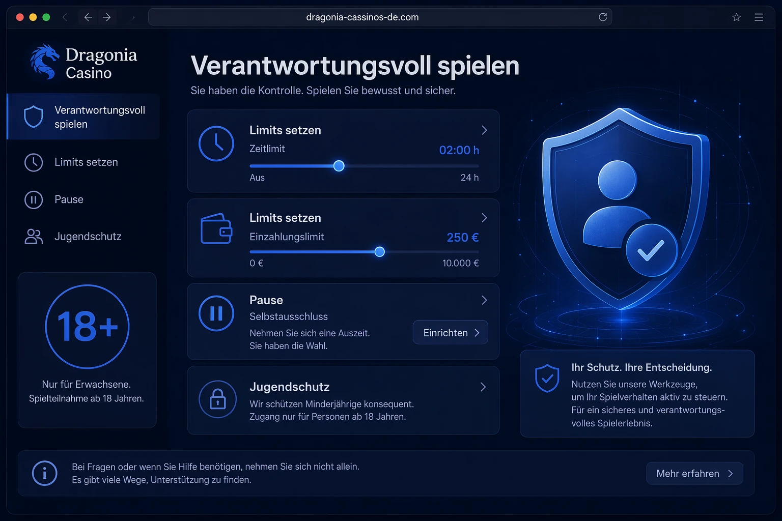 Verantwortungsvolles Spielen und Jugendschutz (18+)